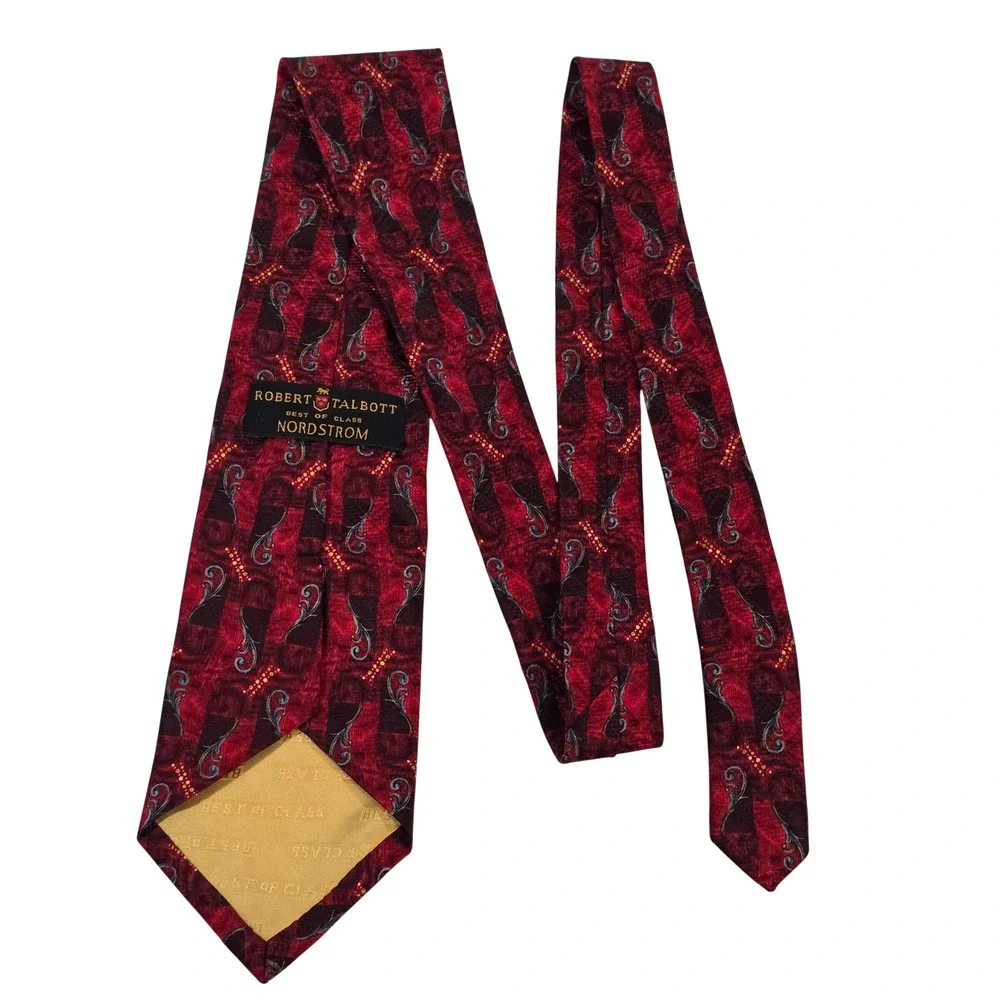 Robert Talbott Best of Class Nordstrom Red Paisley Silk Tie Hand Sewn USA Mens